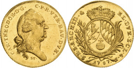 Bayern
Karl Theodor 1777-1799 Dukat 1787, München Hahn 349 Friedberg 255 GOLD. 3.49 g. Prachtvolles Exemplar. Avers winz. Kratzer, vorzüglich-Stempel...