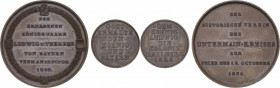 Bayern
Ludwig I. 1825-1848 Bronzejeton 1828 (unsigniert) Kolonie Hallberg. 6 Zeilen Schrift / 7 Zeilen Schrift. 25 mm, 7,28 g. Dazu: Bronzemedaille 1...