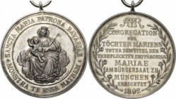 Bayern
Prinzregent Luitpold 1886-1912 Silbermedaille 1892 (Drentwett) Kongregation der Töchter Mariens am Bürgersaal zu München. Maria mit Kind auf W...