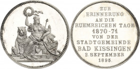 Bayern
Prinzregent Luitpold 1886-1912 Silbermedaille 1895 (unsigniert) Zur Erinnerung an die ruhmreichen Tage 1870-71 von der Stadtgemeinde Bad Kissi...
