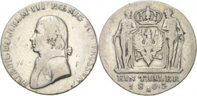 Brandenburg-Preußen
Friedrich Wilhelm III. 1797-1840 Taler 1803, A-Berlin Olding 102 Jaeger 29 Kahnt 361 Davenport 755 Fast sehr schön