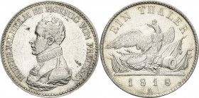Brandenburg-Preußen
Friedrich Wilhelm III. 1797-1840 Taler 1818, A-Berlin Olding 106 AKS 13 Jaeger 37 Kahnt 365 Davenport 759 Avers kl. Schrötlingsfe...