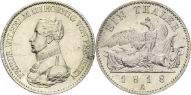 Brandenburg-Preußen
Friedrich Wilhelm III. 1797-1840 Taler 1818, A-Berlin Olding 106 AKS 13 Jaeger 37 Kahnt 365 Davenport 759 Min. Schrötlingsfehler,...