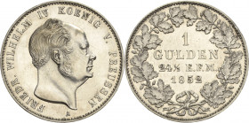 Brandenburg-Preußen
Friedrich Wilhelm IV. 1840-1861 Gulden 1852, A-Berlin Für Hohenzollern-Sigmaringen Olding 350 AKS 20 Jaeger 23 Vom Erstabschlag. ...