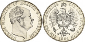 Brandenburg-Preußen
Friedrich Wilhelm IV. 1840-1861 Taler 1861, A-Berlin Sterbetaler Olding 316 AKS 78 Jaeger 84 Kahnt 379 Davenport 775 Prachtexempl...
