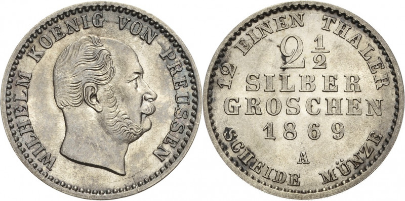 Brandenburg-Preußen
Wilhelm I. 1861-1888 2 1/2 Silbergroschen 1869, A-Berlin Ol...