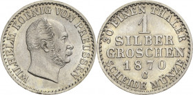 Brandenburg-Preußen
Wilhelm I. 1861-1888 Silbergroschen 1870, C-Frankfurt am Main Olding 421 AKS 103 Jaeger 89 Fast prägefrisch