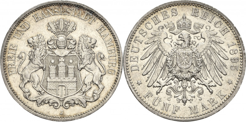 Hamburg
 5 Mark 1895 J Jaeger 65 Fast vorzüglich