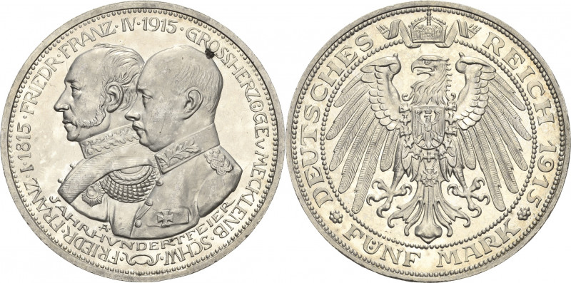 Mecklenburg-Schwerin
Friedrich Franz IV. 1897-1918 5 Mark 1915 A Jahrhundertfei...