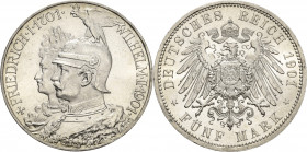 Preußen
Wilhelm II. 1888-1918 5 Mark 1901 A 200 Jahre Königreich Jaeger 106 Kl. Randfehler, vorzüglich-Stempelglanz/fast Stempelglanz