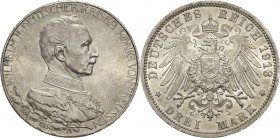 Preußen
Wilhelm II. 1888-1918 3 Mark 1913 A Regierungsjubiläum Jaeger 112 Kl. Randfehler, fast Stempelglanz/Stempelglanz