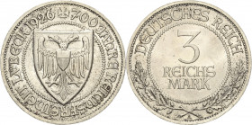 3 Reichsmark 1926 A Lübeck Jaeger 323 Fast Stempelglanz