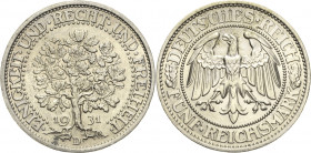 5 Reichsmark 1931 D Eichbaum Jaeger 331 Prägefrisch