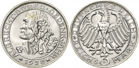 3 Reichsmark 1928 D Dürer Jaeger 332 Stempelglanz