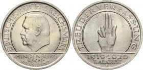 5 Reichsmark 1929 D Verfassung Jaeger 341 Fast Stempelglanz