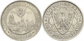 3 Reichsmark 1931 A Magdeburg Jaeger 347 Avers berieben, fast vorzüglich/vorzüglich-prägefrisch