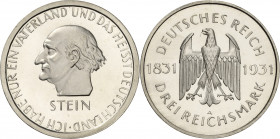3 Reichsmark 1931 A Stein Jaeger 348 Winz. Kratzer, Polierte Platte