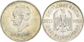 3 Reichsmark 1932 E Goethe Jaeger 350 Vorzüglich/vorzüglich-Stempelglanz