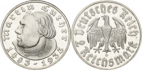2 Reichsmark 1933 D Luther Jaeger 352 Polierte Platte