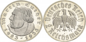 2 Reichsmark 1933 A Luther Jaeger 352 Min. Kratzer, Polierte Platte
