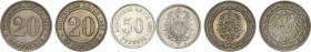Kleinmünzen
Lot-3 Stück 20 Pfennig - 1887 A, 1890 E. 50 Pfennig 1877 D Fast vorzüglich-fast Stempelglanz