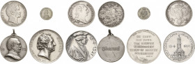 Allgemeine Lots
Lot-9 Stück Frankreich- Silberjeton o.J., 30 Deniers aux L couronnés 1710 AA. -Italien-Kirchenstaat-Versilberte bronzemedaillen 1887....