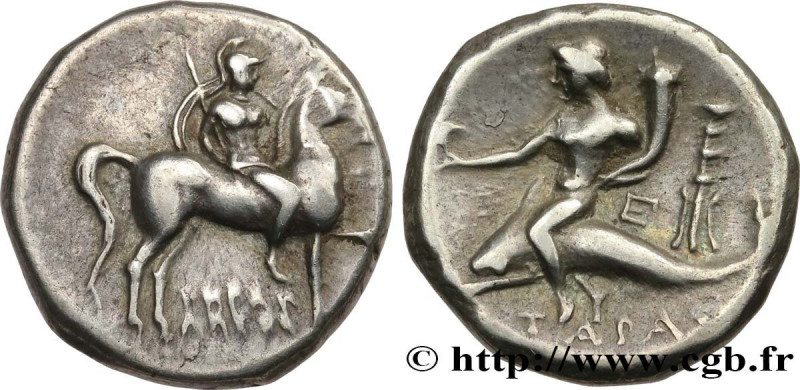 CALABRIA - TARAS
Type : Nomos ou didrachme 
Date : c. 250-235 AC. 
Mint name / T...