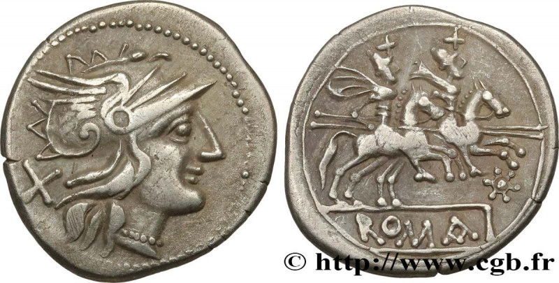 ROMAN REPUBLIC - ANONYMOUS
Type : Denier 
Date : 206-195 AC. 
Mint name / Town :...