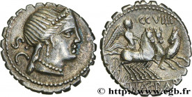 NAEVIA
Type : Denier serratus 
Date : 79 AC. 
Mint name / Town : Rome ou Italie 
Metal : silver 
Millesimal fineness : 950  ‰
Diameter : 18,5  mm
Orie...