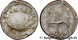 MARCUS ANTONIUS
Type : Denier 
Date : 32-31 AC. 
Mint name / Town : Grèce, Patras 
Metal : silver 
Millesimal fineness : 750  ‰
Diameter : 18  mm
Orie...
