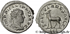 PHILIPPUS II
Type : Antoninien 
Date : 248 
Mint name / Town : Rome 
Metal : billon 
Millesimal fineness : 450  ‰
Diameter : 22,5  mm
Orientation dies...