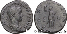 PHILIPPUS II
Type : Sesterce 
Date : 247 
Mint name / Town : Rome 
Metal : copper 
Diameter : 28,5  mm
Orientation dies : 12  h.
Weight : 20,02  g.
Ra...