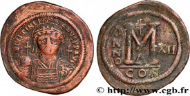 JUSTINIAN I
Type : Follis 
Date : an 12 
Mint name / Town : Constantinople 
Metal : copper 
Diameter : 41,5  mm
Orientation dies : 6  h.
Weight : 23,0...