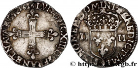 LOUIS XIII
Type : Quart d'écu, croix de face fleuronnée 
Date : 1616 
Mint name / Town : Rennes 
Quantity minted : 117029 
Metal : silver 
Millesimal ...