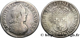 LOUIS XIV "THE SUN KING"
Type : Quart d'écu à la mèche longue 
Date : 1649 
Mint name / Town : Paris 
Quantity minted : 71552 
Metal : silver 
Millesi...