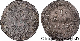 LOUIS XIV "THE SUN KING"
Type : I sol 
Date : 1684 
Mint name / Town : Strasbourg 
Metal : billon 
Millesimal fineness : 437,48  ‰
Diameter : 17  mm
O...
