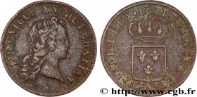 LOUIS XV THE BELOVED
Type : Demi-sol au buste enfantin 
Date : 1721 
Mint name / Town : Paris, Monnaie du Louvre 
Metal : copper 
Diameter : 26  mm
Or...