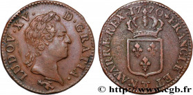 LOUIS XV THE BELOVED
Type : Sol dit "à la vieille tête" 
Date : 1770 
Mint name / Town : Besançon 
Metal : copper 
Diameter : 29  mm
Orientation dies ...
