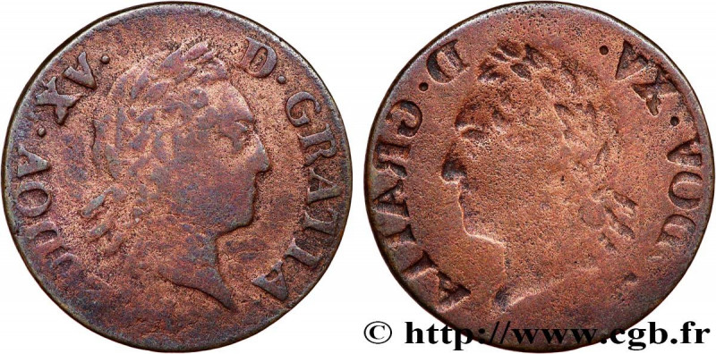 LOUIS XV THE BELOVED
Type : Liard dit "à la vieille tête", frappe incuse 
Date :...