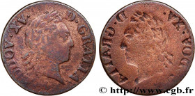 LOUIS XV THE BELOVED
Type : Liard dit "à la vieille tête", frappe incuse 
Date : n.d. 
Mint name / Town : Toulouse 
Metal : copper 
Diameter : 21  mm
...