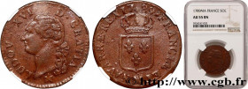 LOUIS XVI
Type : Sol dit "à l'écu" 
Date : 1789 
Mint name / Town : Marseille 
Metal : copper 
Diameter : 29  mm
Orientation dies : 6  h.
Edge : lisse...