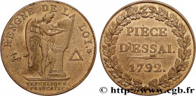THE CONVENTION
Type : Essai pour le type conventionnel, module de 27 mm 
Date : 1792 
Mint name / Town : Paris 
Metal : bell metal 
Diameter : 27  mm
...