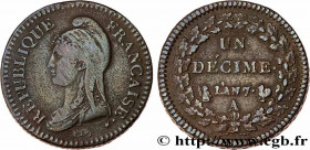 DIRECTOIRE
Type : Un décime Dupré, grand module 
Date : An 7/5 (1798-1799) 
Mint name / Town : Paris 
Quantity minted : --- 
Metal : copper 
Diameter ...