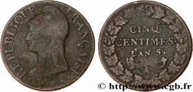 DIRECTOIRE
Type : Cinq centimes Dupré, grand module, CIN/NIQ 
Date : An 5 (1796-1797) 
Mint name / Town : Paris 
Quantity minted : --- 
Metal : copper...