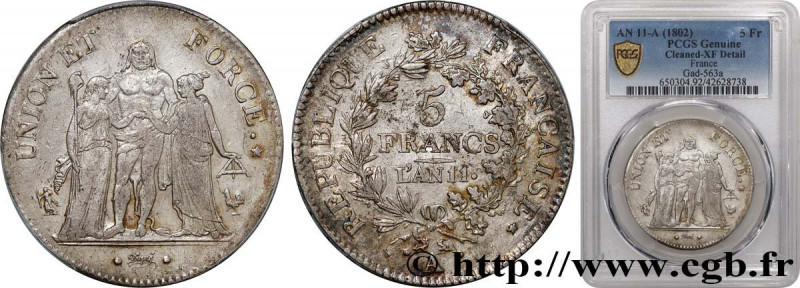 CONSULATE
Type : 5 francs Union et Force, Union serré, seulement glands intérieu...