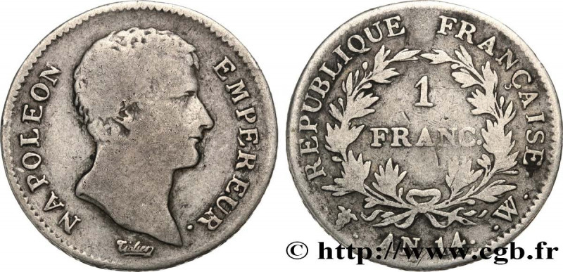 PREMIER EMPIRE / FIRST FRENCH EMPIRE
Type : 1 franc Napoléon Empereur, Calendrie...