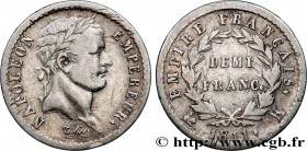 PREMIER EMPIRE / FIRST FRENCH EMPIRE
Type : Demi-franc Napoléon Ier tête laurée, Empire français 
Date : 1811 
Mint name / Town : Bordeaux 
Quantity m...