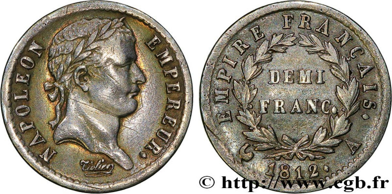 PREMIER EMPIRE / FIRST FRENCH EMPIRE
Type : Demi-franc Napoléon Ier tête laurée,...