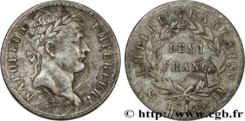 PREMIER EMPIRE / FIRST FRENCH EMPIRE
Type : Demi-franc Napoléon Ier tête laurée,...