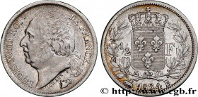 LOUIS XVIII
Type : 1/2 franc Louis XVIII 
Date : 1824 
Mint name / Town : Rouen 
Quantity minted : 42021 
Metal : silver 
Millesimal fineness : 900  ‰...